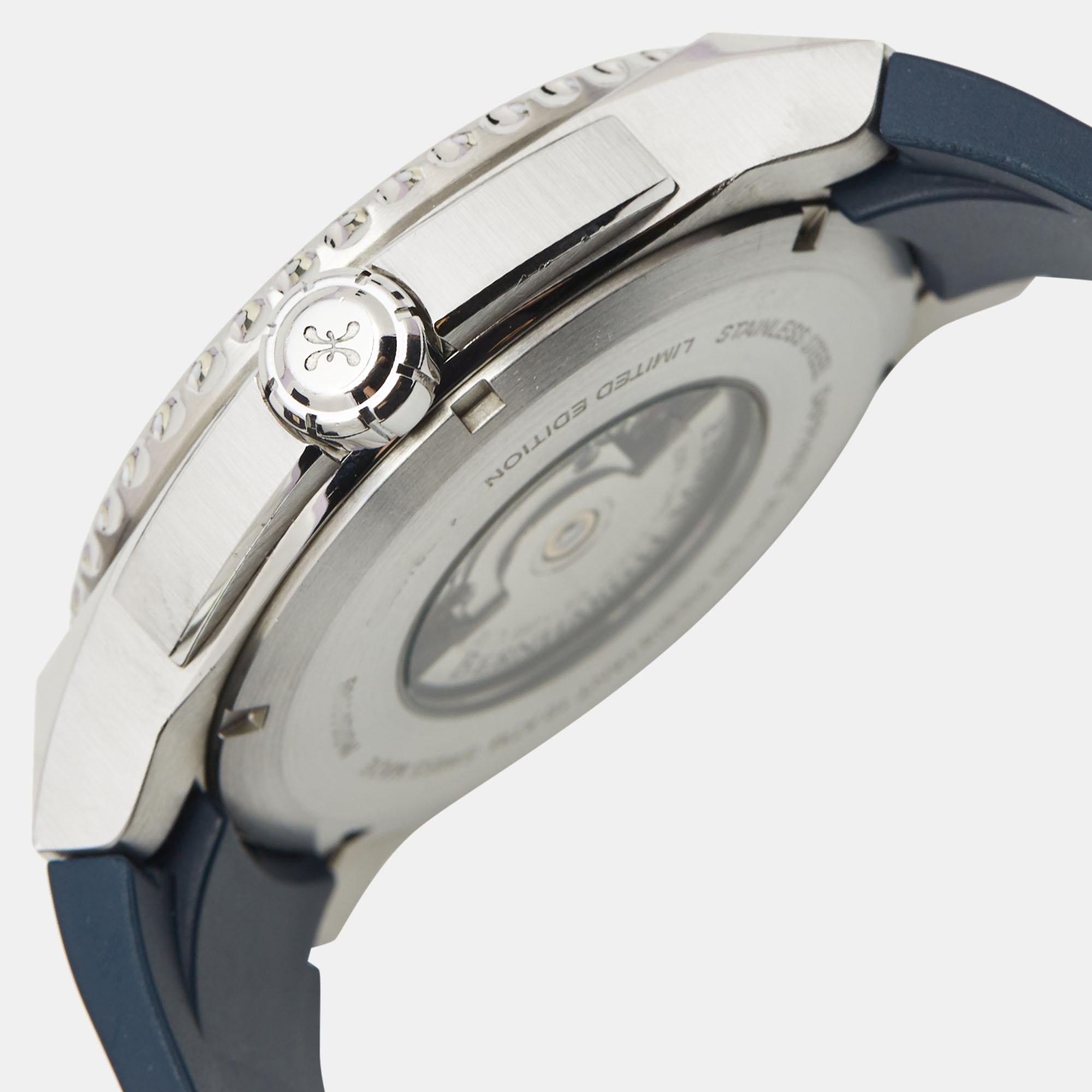 Bernhard H. Mayer Blaue PowerMaster-Armbanduhr aus Keramik Gummi Limitierte Auflage 44  1