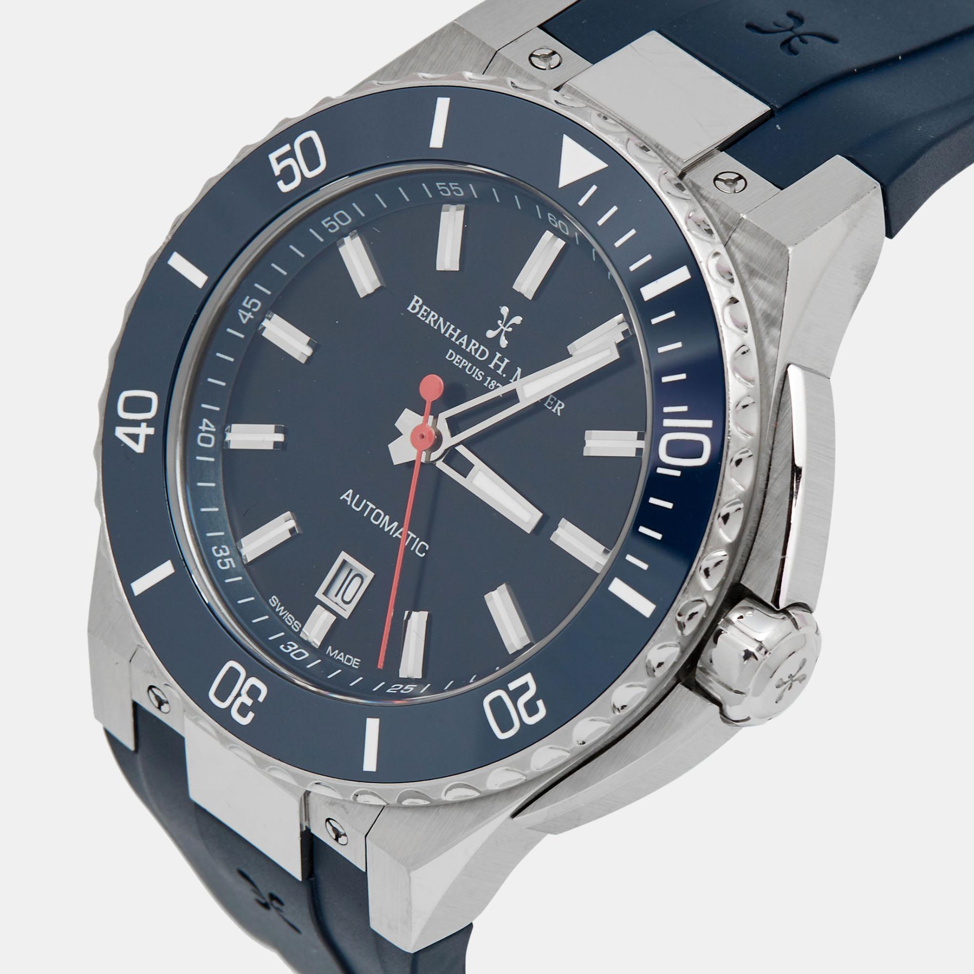 Bernhard H. Mayer Blue Ceramic Rubber Limited Edition PowerMaster Wristwatch 44  In Good Condition In Dubai, Al Qouz 2