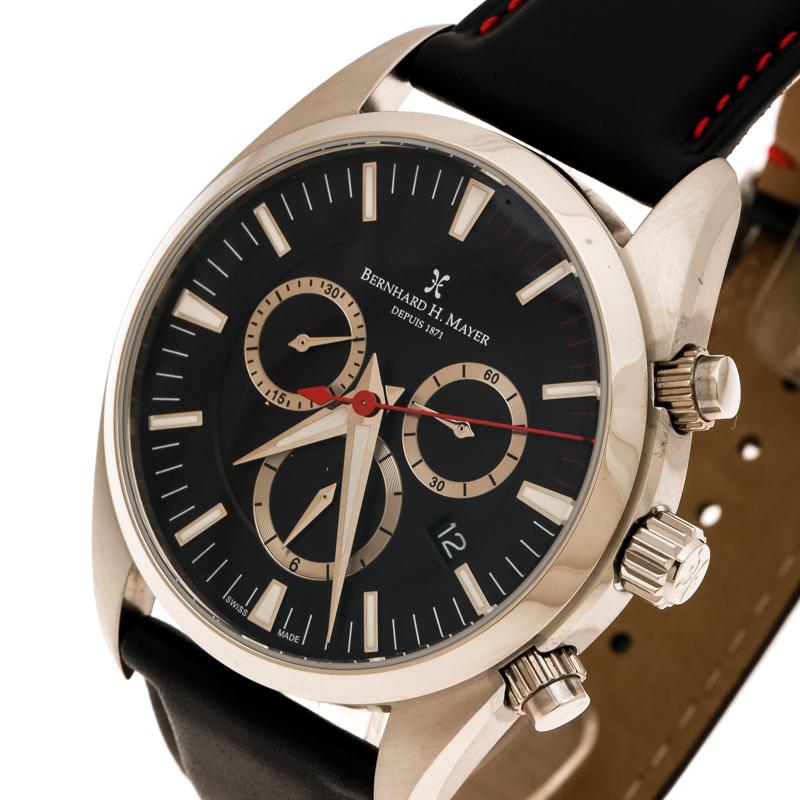 Designed for those who live to make every day count, and love to experience the thrill and sheer pleasure of life, the Bernhard H. Mayer Blue Ascent Chronograph is the perfect way to flaunt every day. It has a stainless steel case held by leather