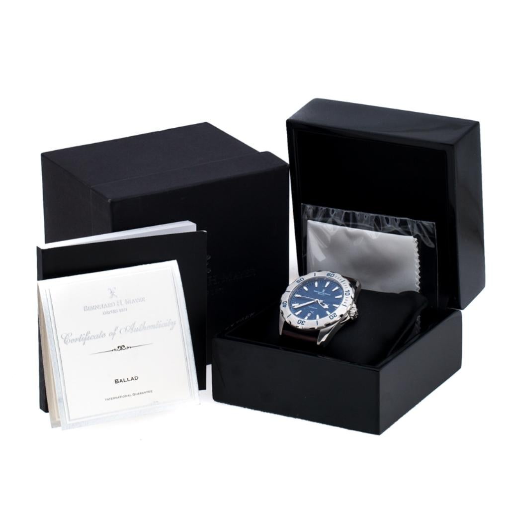 Bernhard H Mayer Blaue Ballad-Herrenarmbanduhr aus Edelstahl 44 mm im Angebot 2
