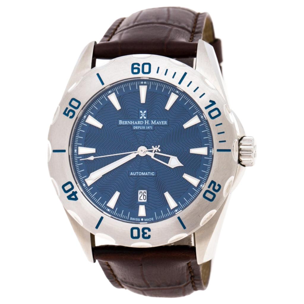 Bernhard H Mayer Blue Stainless Steel Ballad Men's Wristwatch 44 mm
