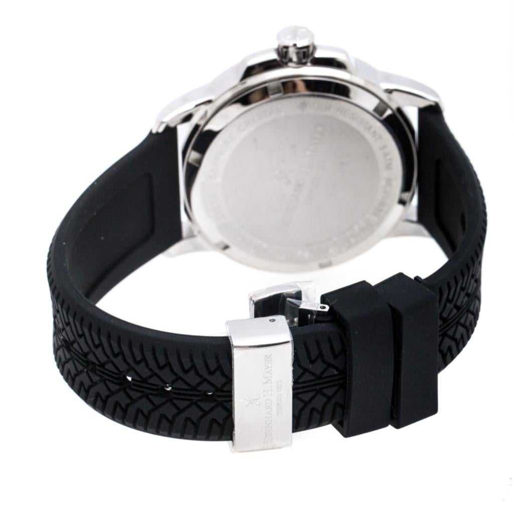 Women's Bernhard H. Mayer Blue Stainless Steel Black Silicon Drift Men's Wristwatch 44mm