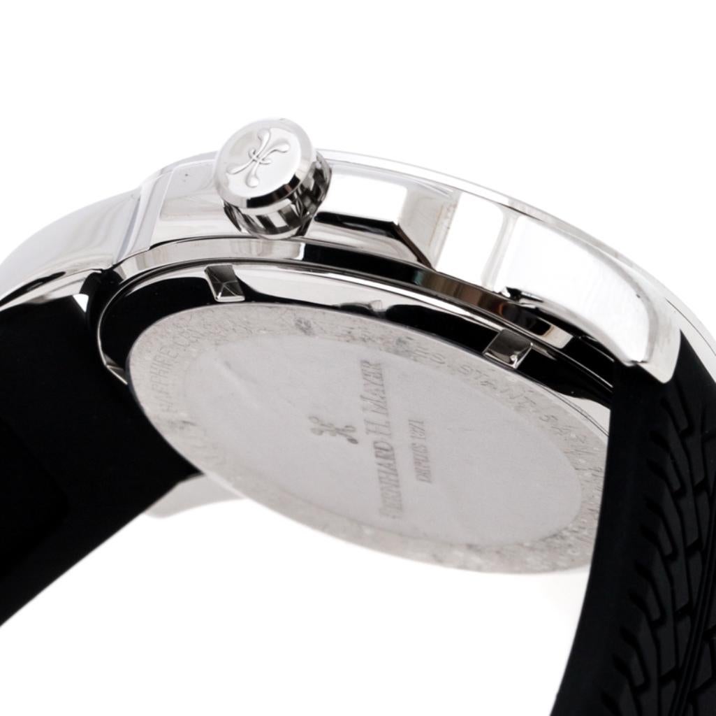 Bernhard H. Mayer Blue Stainless Steel Black Silicon Drift Men's Wristwatch 44mm 1