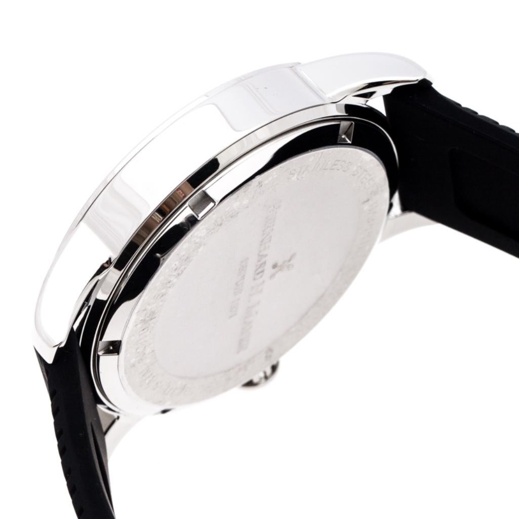 Bernhard H. Mayer Blue Stainless Steel Black Silicon Drift Men's Wristwatch 44mm 2