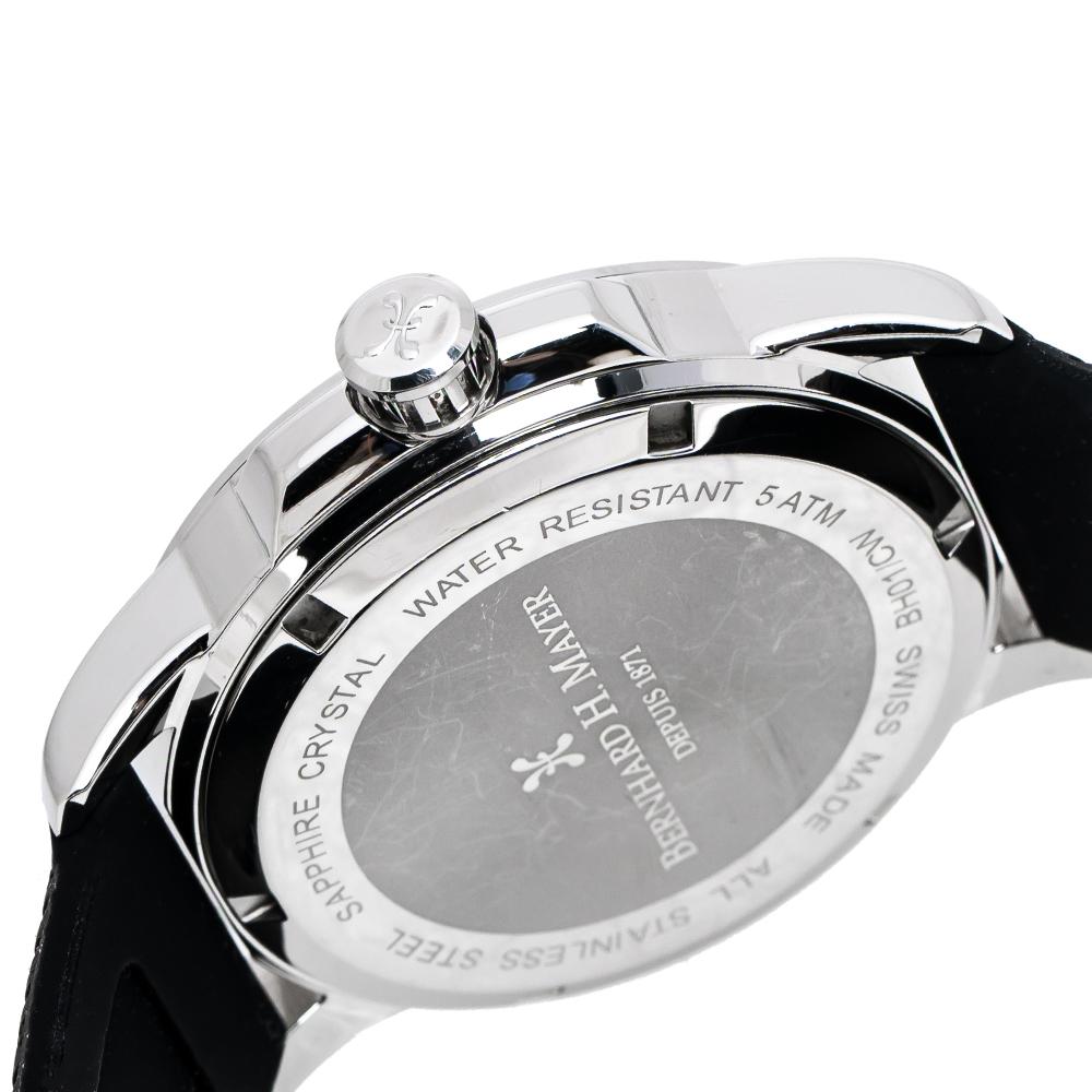 Bernhard H. Mayer Blue Stainless Steel Black Silicon Drift Men's Wristwatch 44mm In Good Condition In Dubai, Al Qouz 2