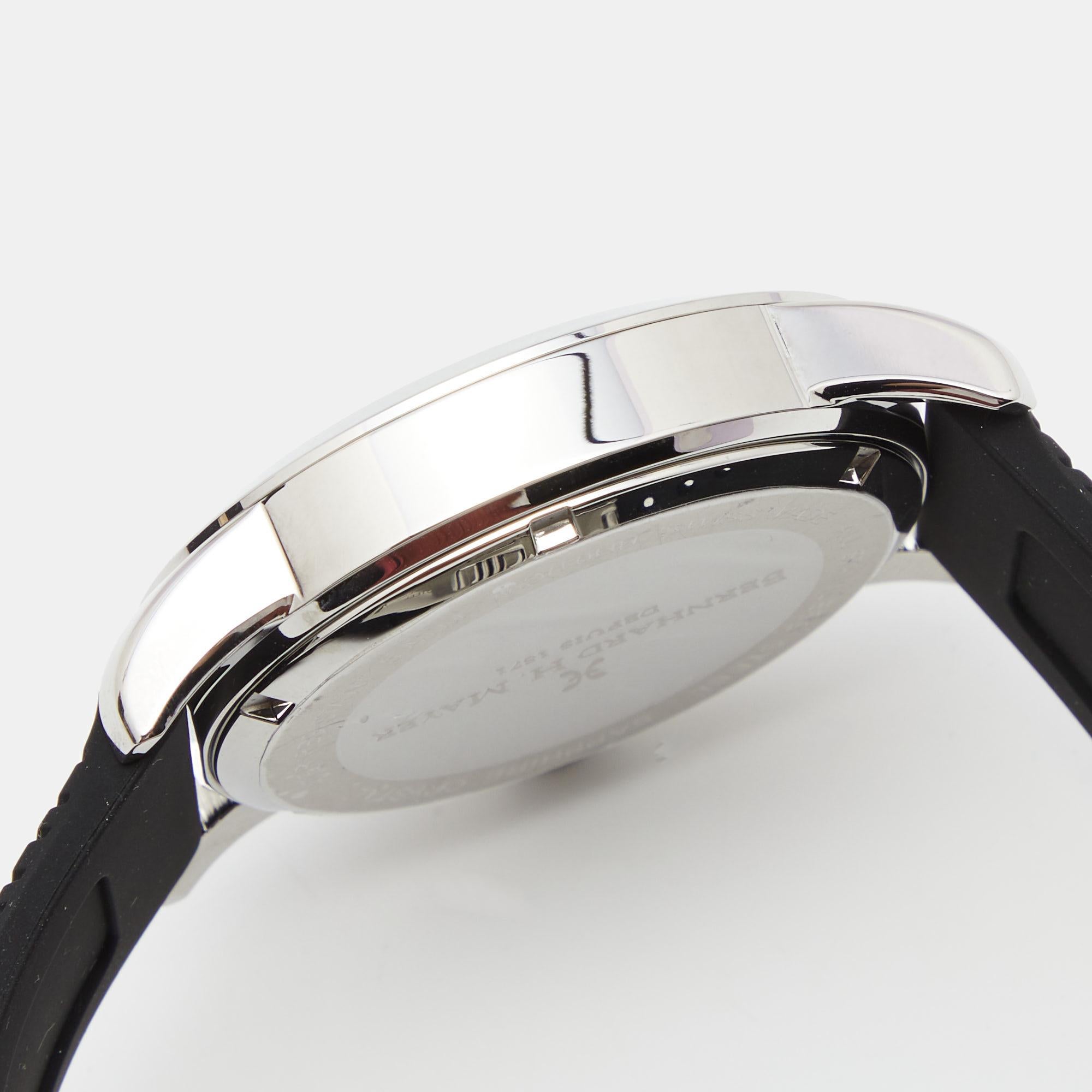 Bernhard H. Mayer Blue Stainless Steel Black Silicon Drift Men's Wristwatch 44mm In Excellent Condition In Dubai, Al Qouz 2