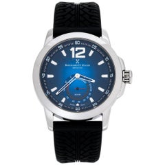 Bernhard H. Mayer Montre-bracelet pour homme Drift en acier inoxydable bleu et silicone noir 44 mm