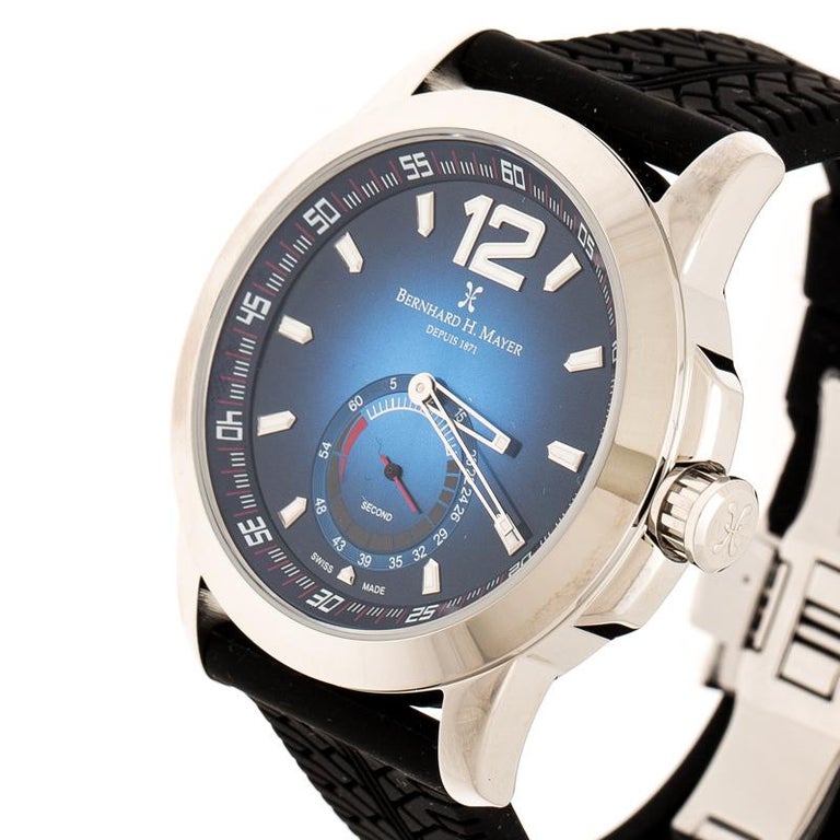 Bernhard H. Mayer Blue Stainless Steel Drift Men's Wristwatch 44 mm For