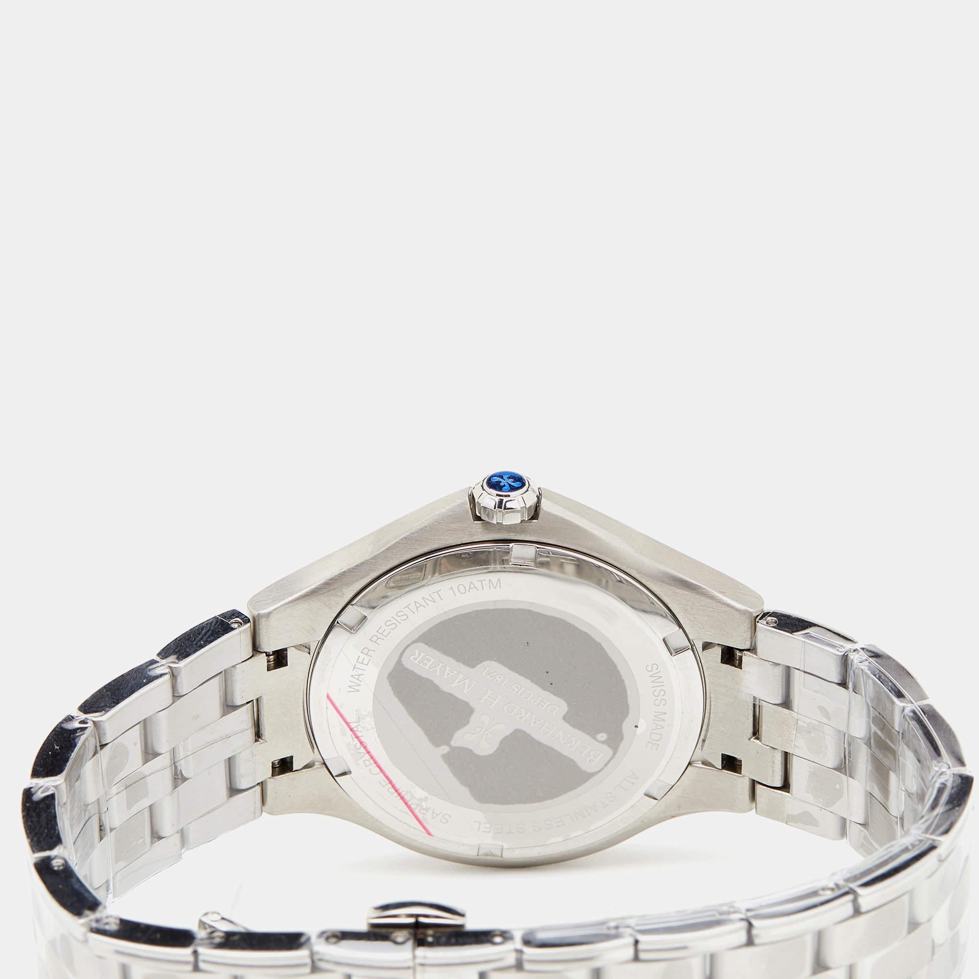 Bernhard H. Mayer Blue Stainless Steel Le Classique BH40P/CW Men's Wristwatch 42 1