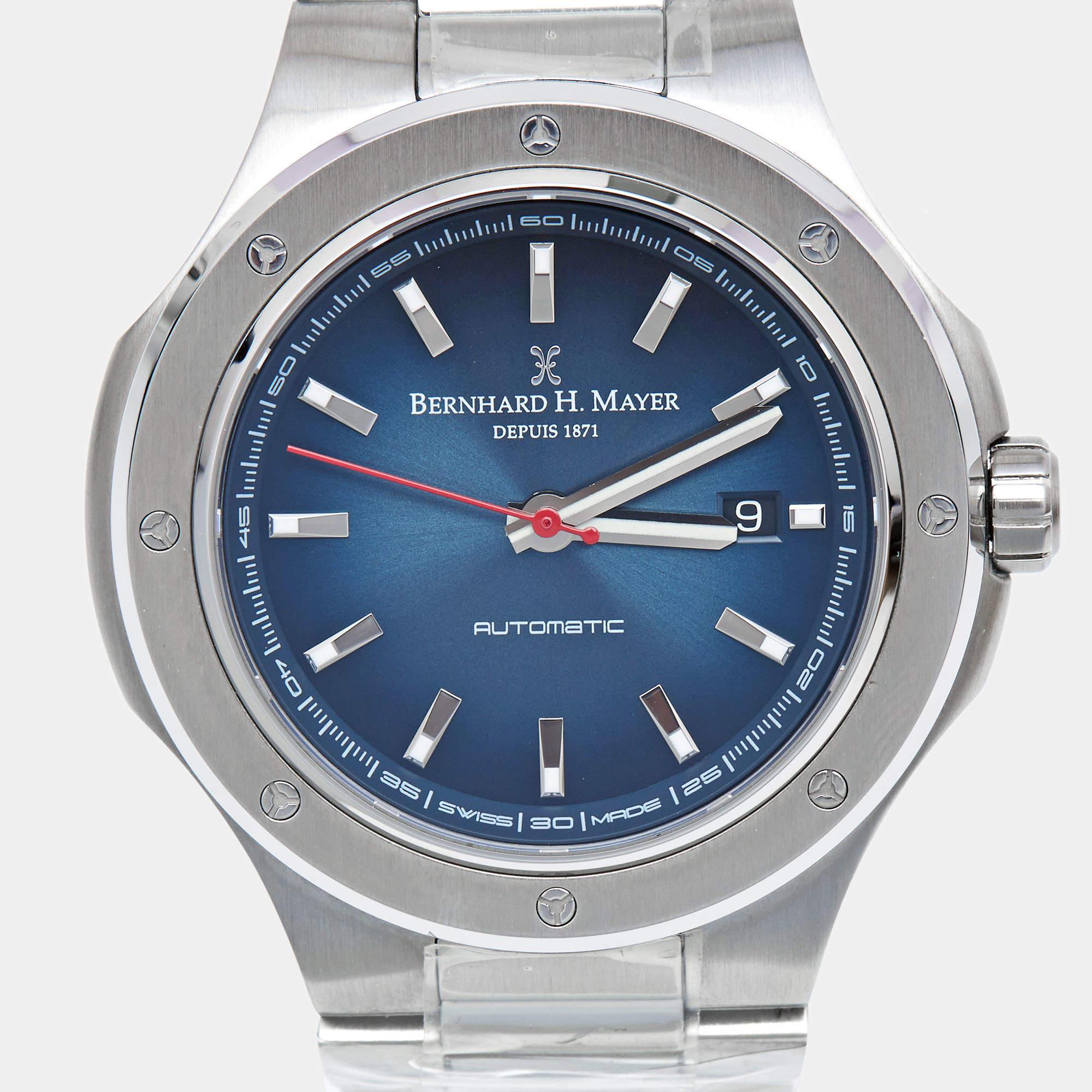 Bernhard H. Mayer Blue Stainless Steel Portus BH51T/CW Men's Wristwatch 44 mm In New Condition In Dubai, Al Qouz 2