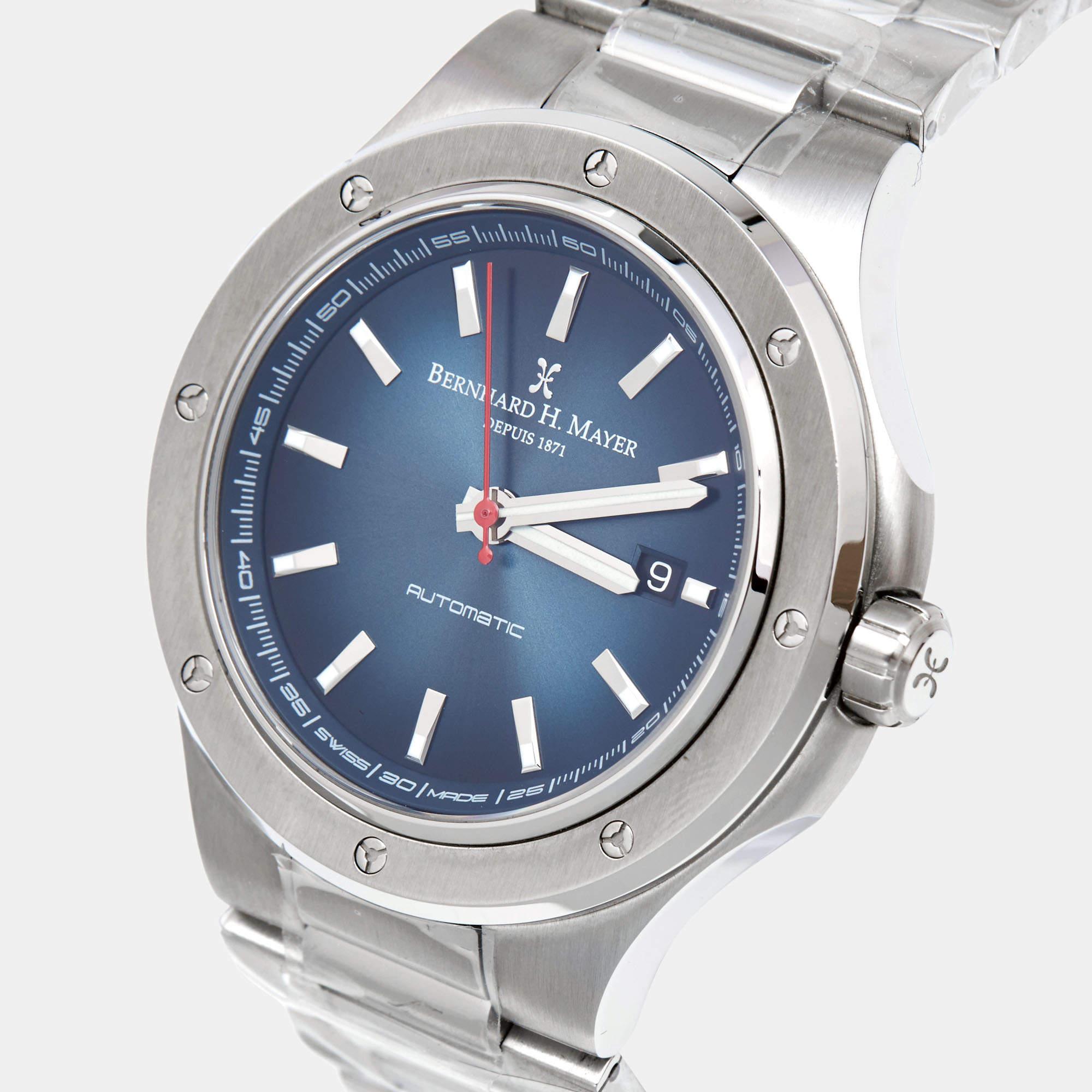 Bernhard H. Mayer Blue Stainless Steel Portus BH51T/CW Men's Wristwatch 44 mm 2