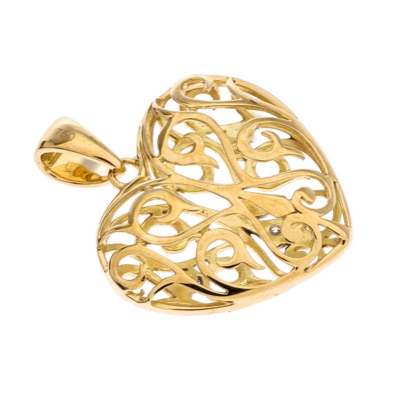Contemporary Bernhard H. Mayer Clara Diamond 18K Yellow Gold Heart Pendant