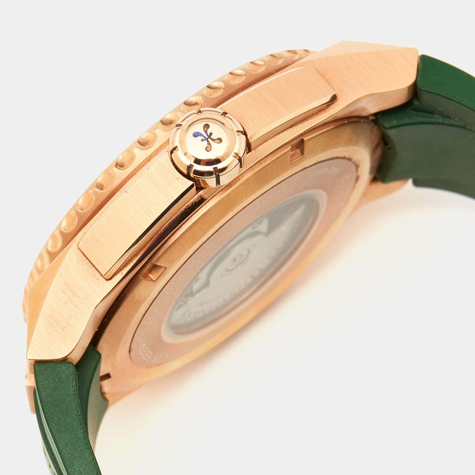 Bernhard H. Mayer Green Ceramic Rose Gold PVD Plated Stainless Steel Rubber Limi 3