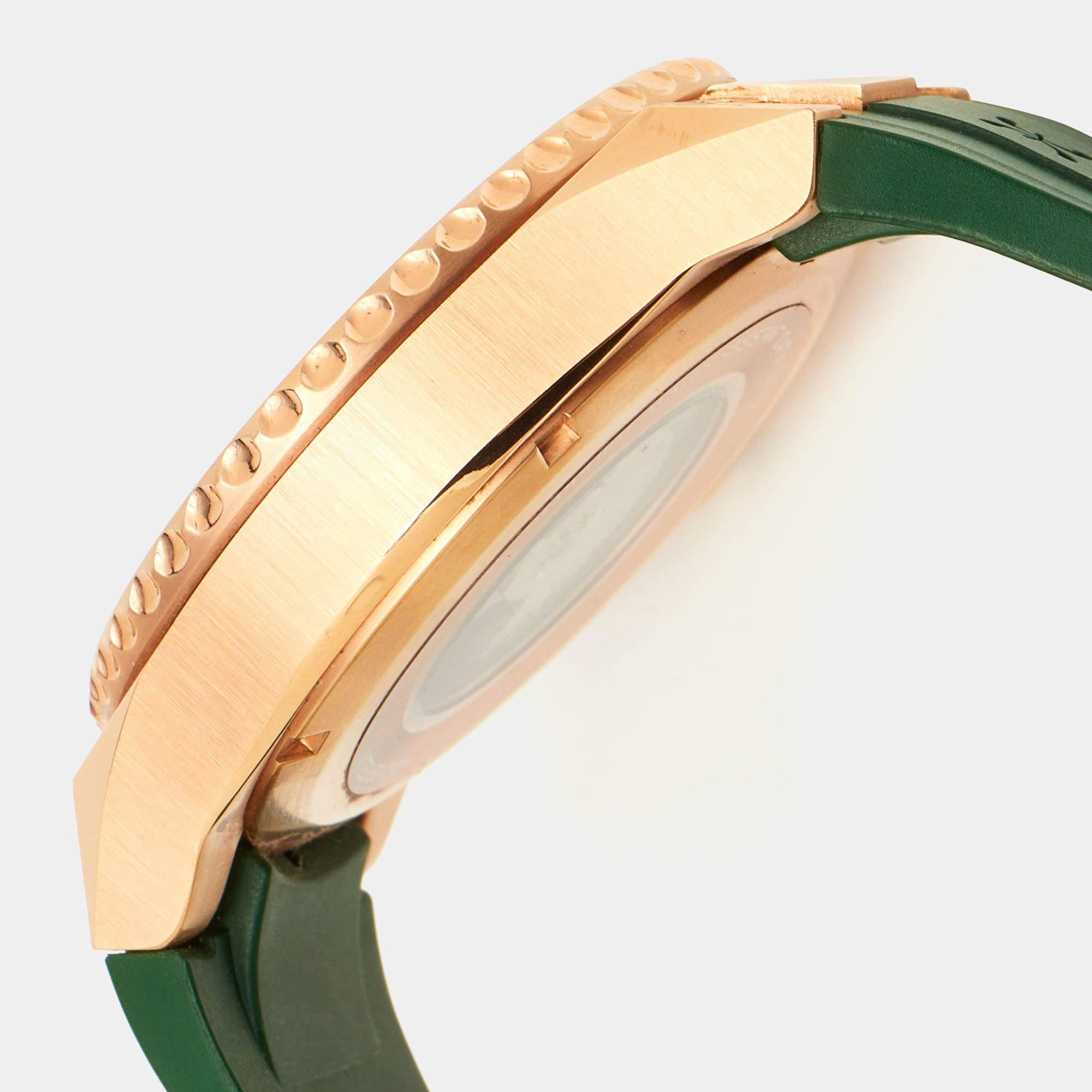 Bernhard H. Mayer Green Ceramic Rose Gold PVD Plated Stainless Steel Rubber Limi 4