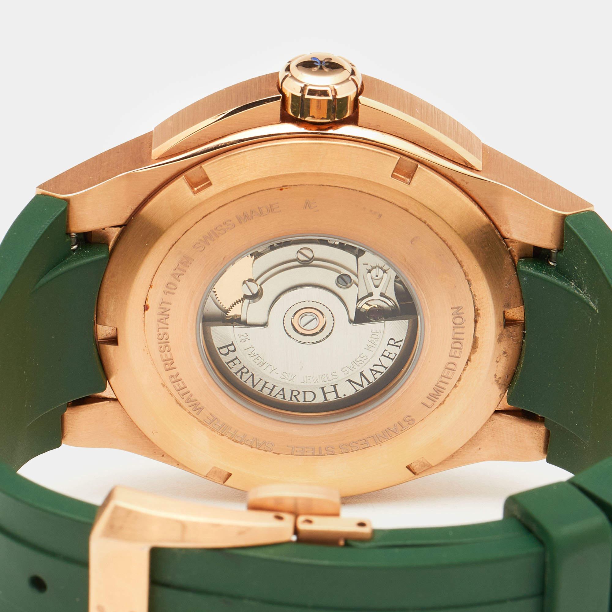 Bernhard H. Mayer Green Ceramic Rose Gold PVD Plated Stainless Steel Rubber Limi 6