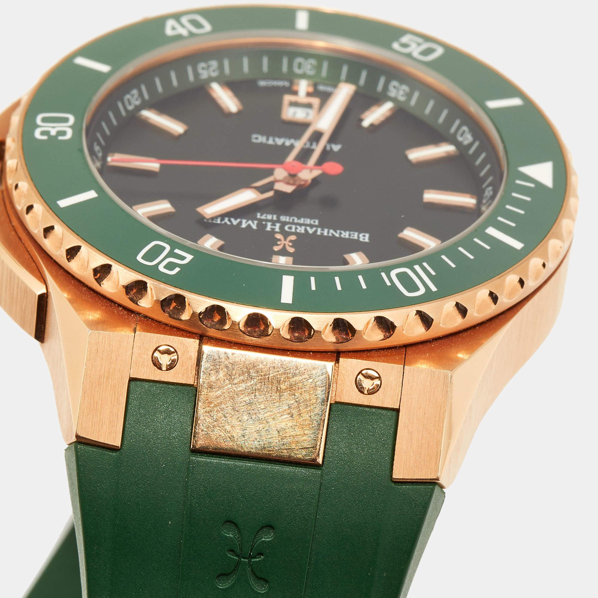 Bernhard H. Mayer Green Ceramic Rose Gold PVD Plated Stainless Steel Rubber Limi 9