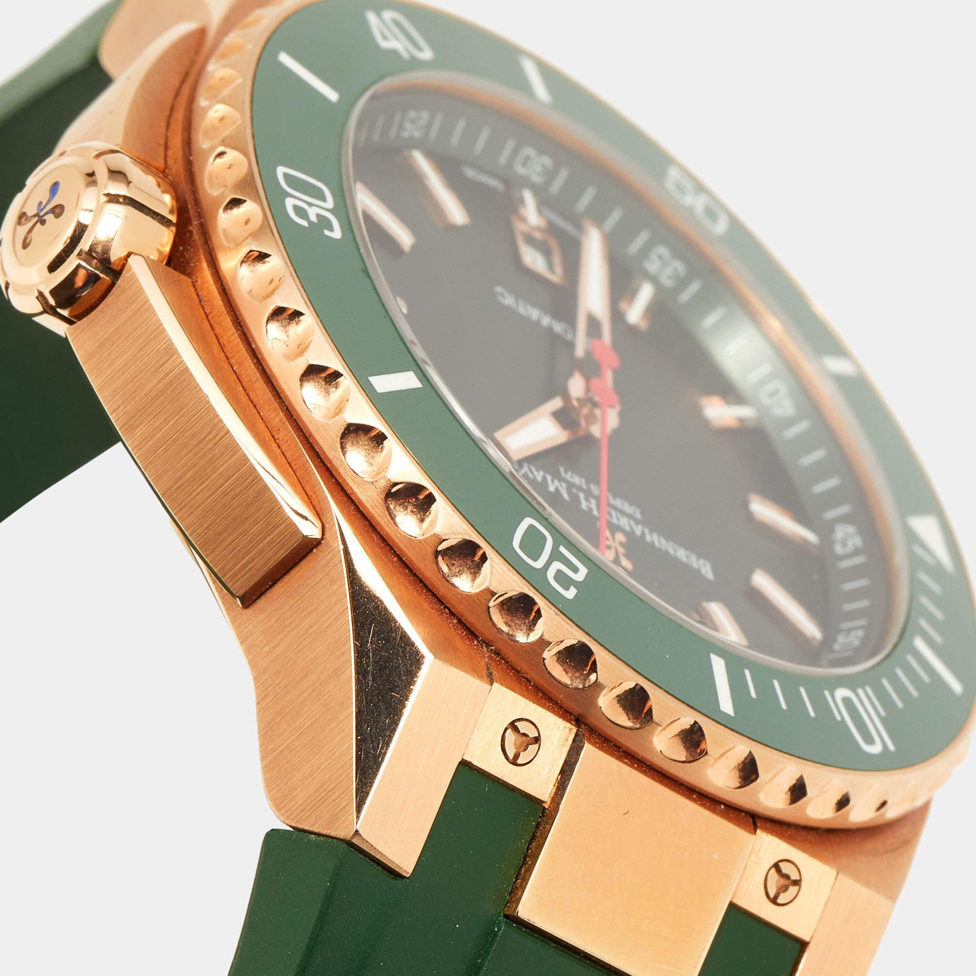 Bernhard H. Mayer Green Ceramic Rose Gold PVD Plated Stainless Steel Rubber Limi 10