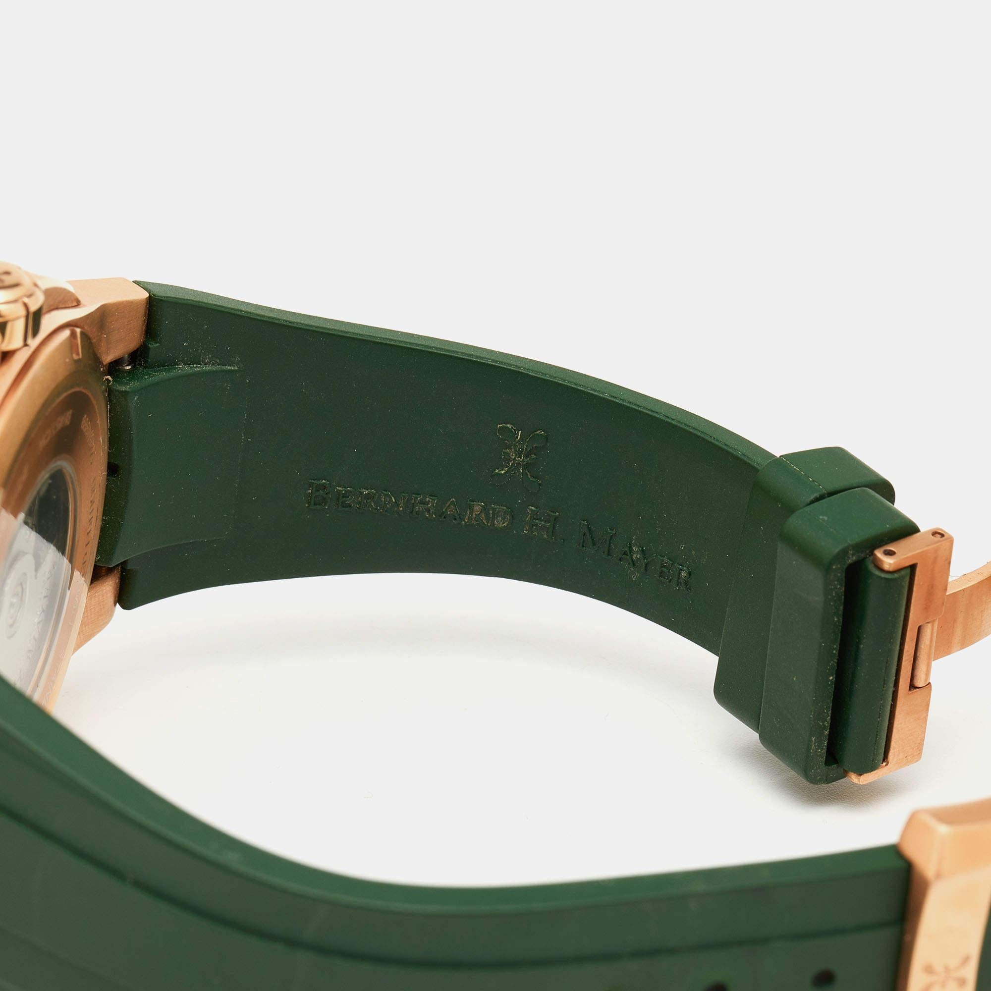 Bernhard H. Mayer Green Ceramic Rose Gold PVD Plated Stainless Steel Rubber Limi 2