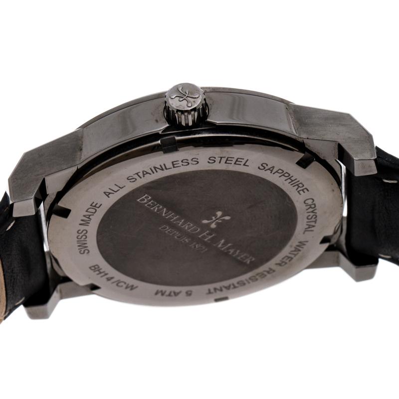 Bernhard H. Mayer Gun IP Plated Stainless Steel Stallion Men's Wristwatch 44 mm In Good Condition In Dubai, Al Qouz 2