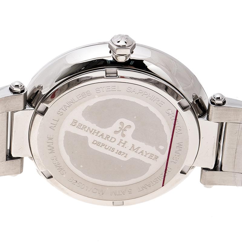 Contemporary Bernhard H. Mayer Silver Stainless Steel Aurora Women's Wristwatch 40 mm
