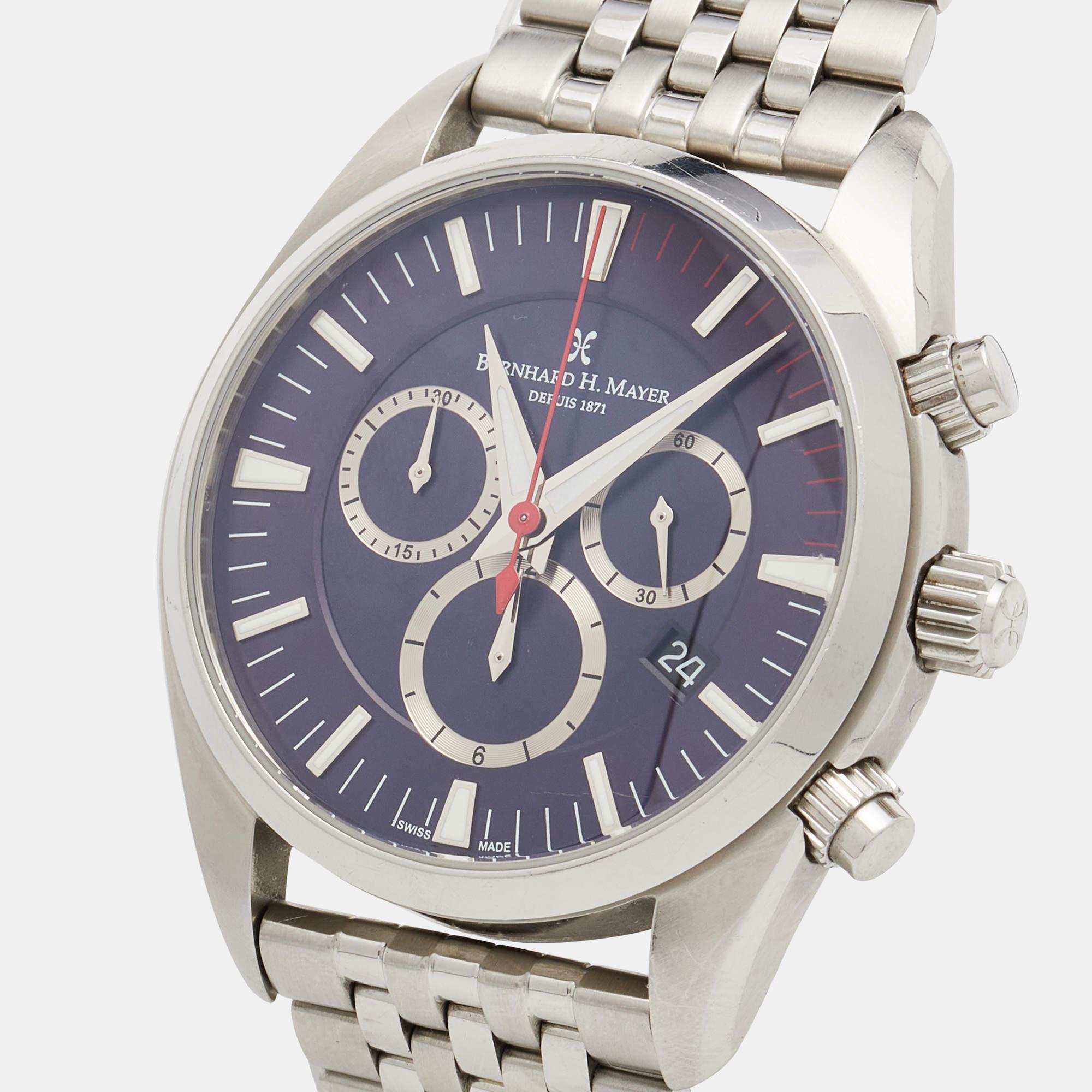 Contemporary Bernhard H. Mayer Stainless Steel Ascent Chronograph Men's Wristwatch 44 mm