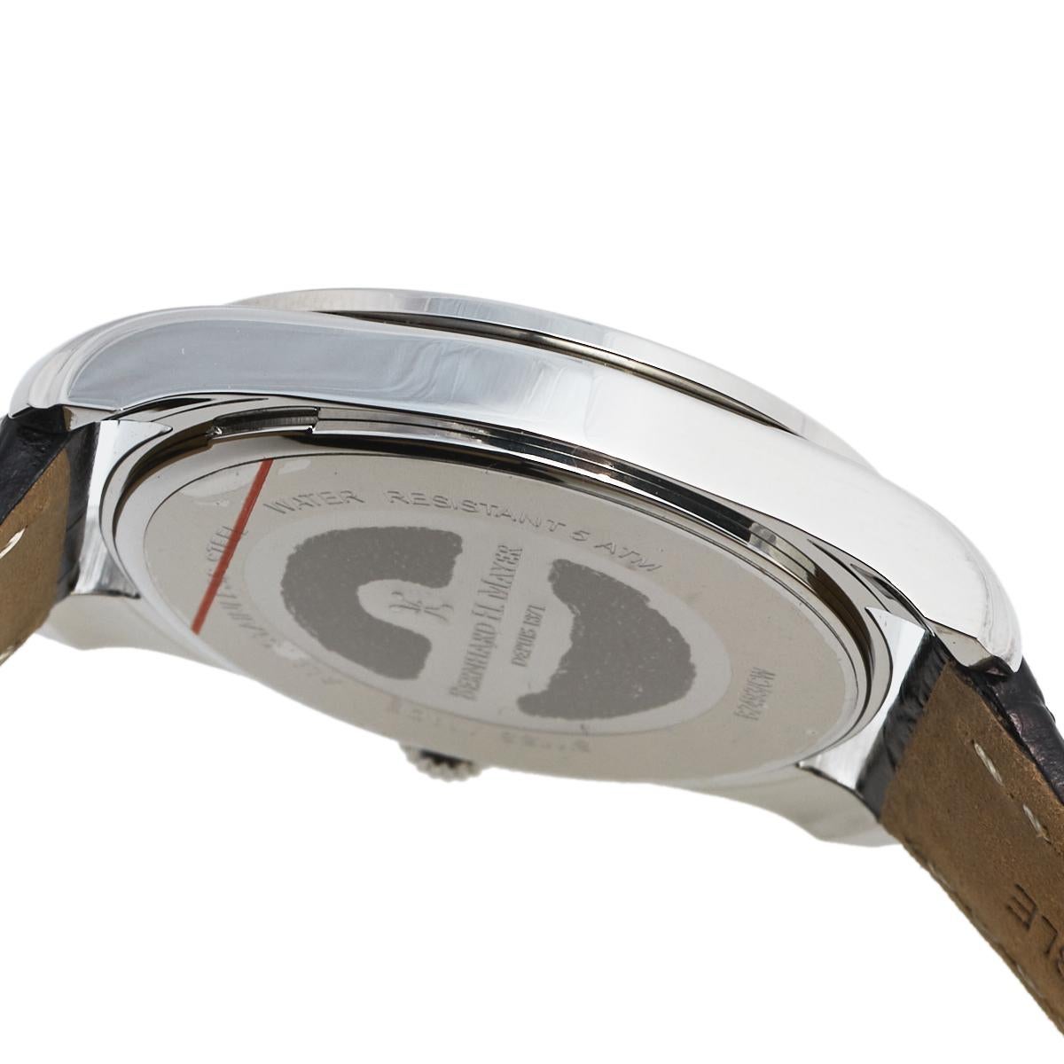 Contemporary Bernhard H. Mayer Stainless Steel Leather Stella  Women's Wristwatch 34 mm