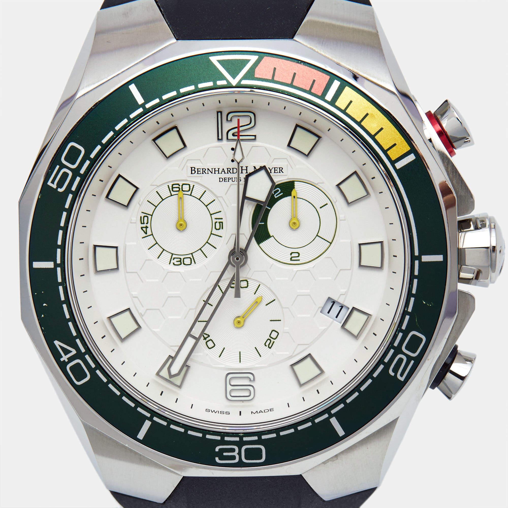 Bernhard H. Mayer White Stainless Steel Limited Edition Striker Victory BH22/CW 1