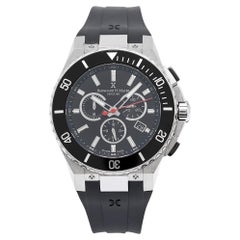 Bernhard H. Mayer Reloj de pulsera de caballero de caucho de acero inoxidable negro BH43T/CW 44 mm