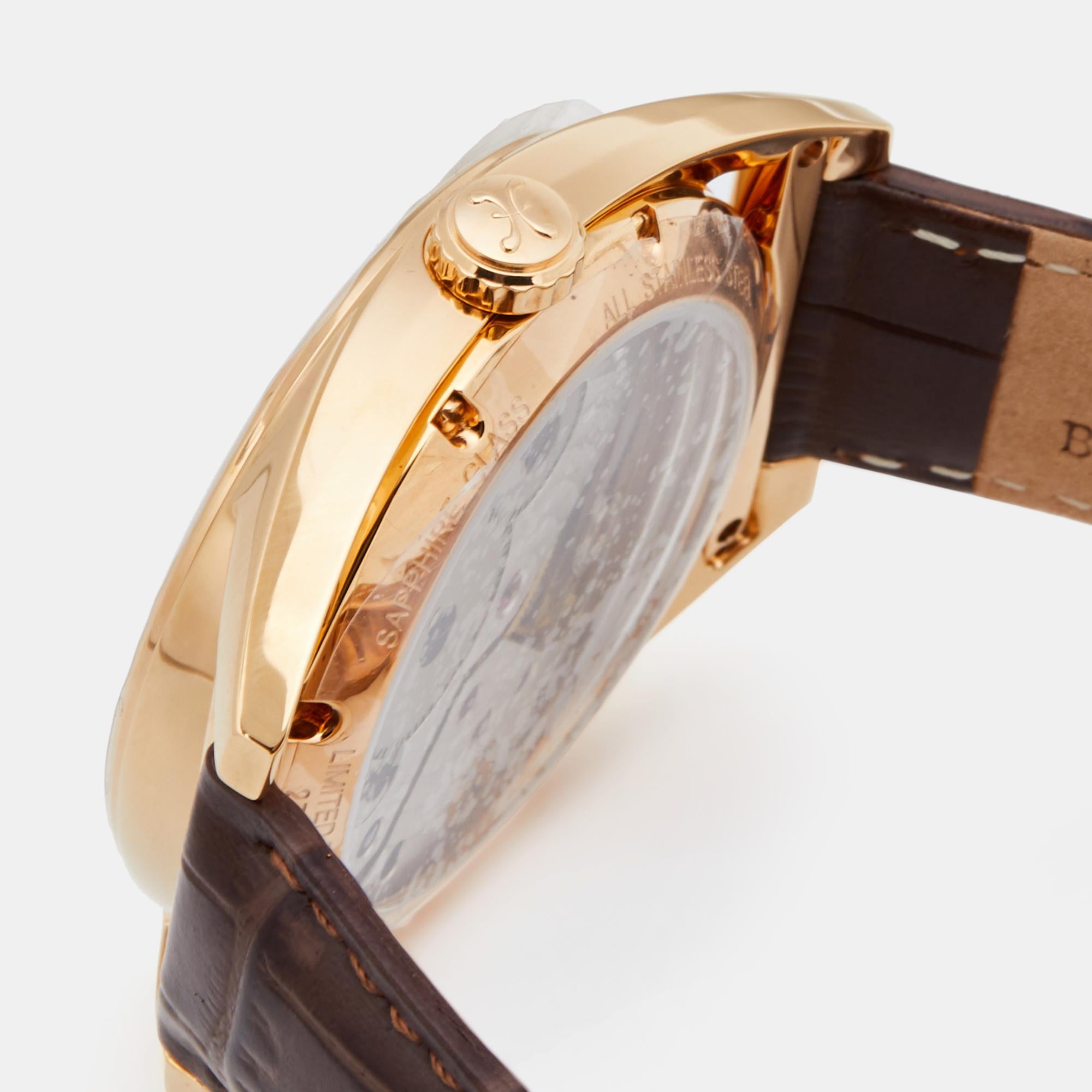 Women's Bernhard H.Mayer Silver Rose Gold PVD Plated Stainless Steel Wristwatch 44 mm