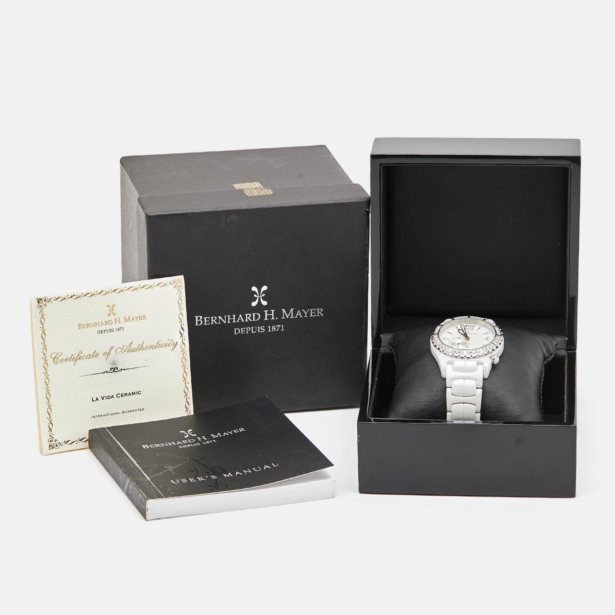 Bernhard H.Mayer White Ceramic La Vida B2416/CW Women's Wristwatch 38 mm 5
