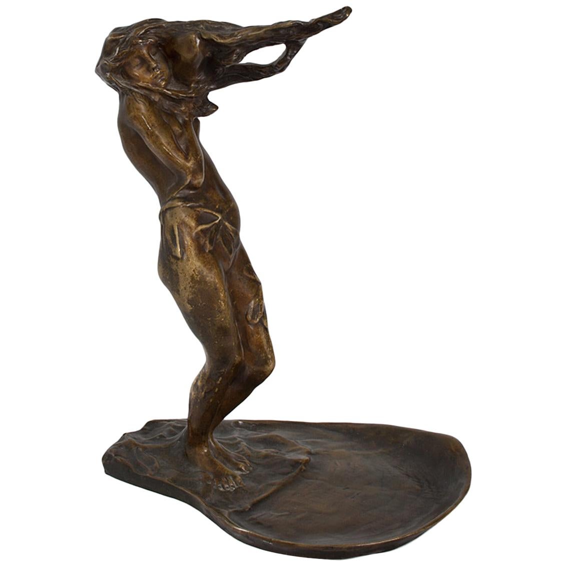 Bernhard Hoetger German Art Nouveau Bronze Figural Vide-Poche For Sale