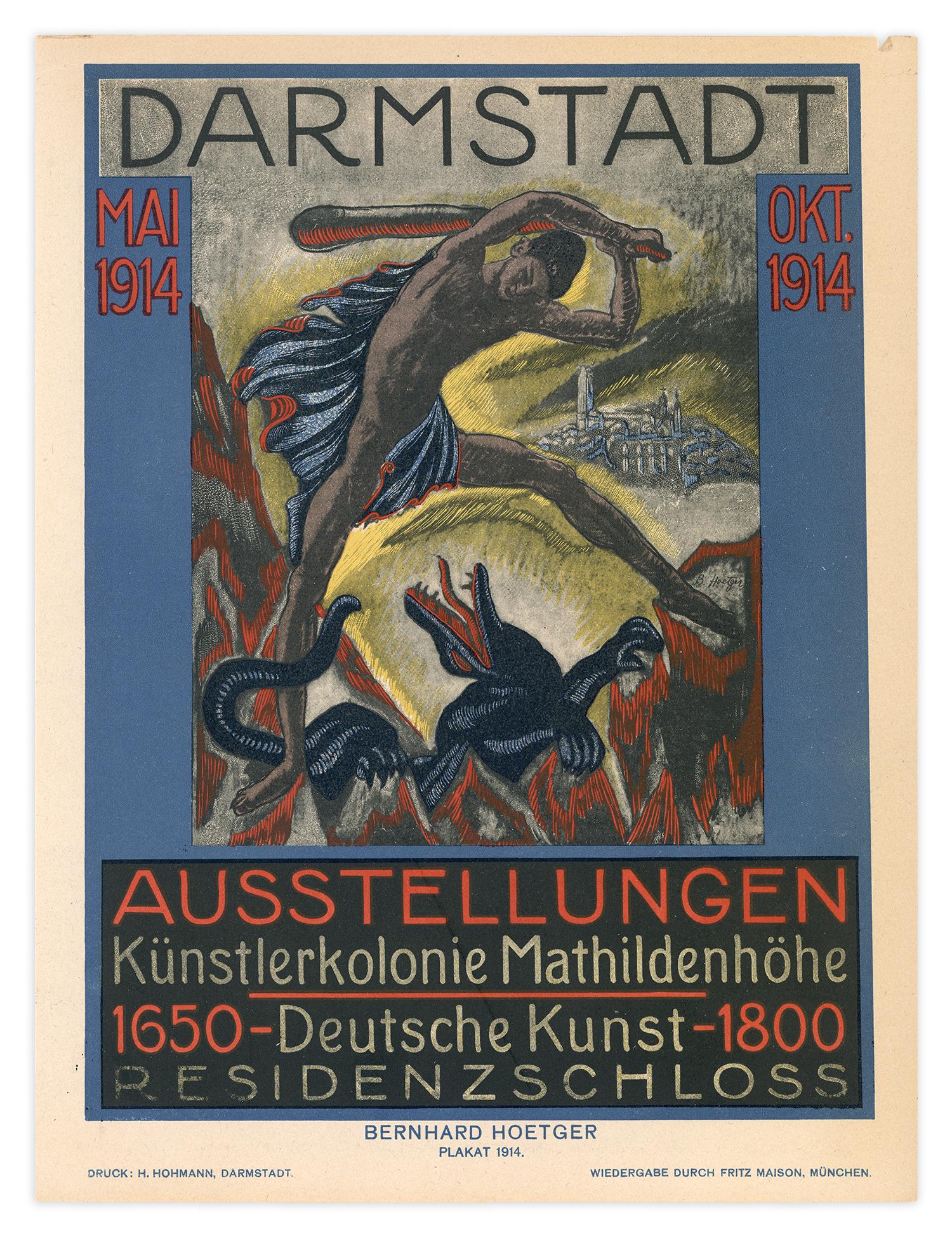 L'affiche expressionniste de 1914 de Bernhard Hoetger pour la quatrième et dernière exposition de la colonie d'artistes de Darmstadt (Darmstädter Künstlerkolonie) représente la légende de Saint Georges terrassant le dragon.

Cette œuvre d'art est