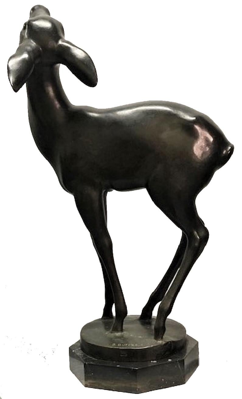 German Bernhard Johannes Karl Butzke, Fawn, Jugenstil Bronze Sculpture, ca. 1930 For Sale