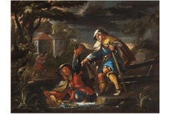 17th Century by Bernhard Keil Two blind figures helping each other Oil on canvas