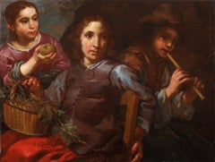 Antique Portrait of three children - Bernhard Keil (1624-1687)