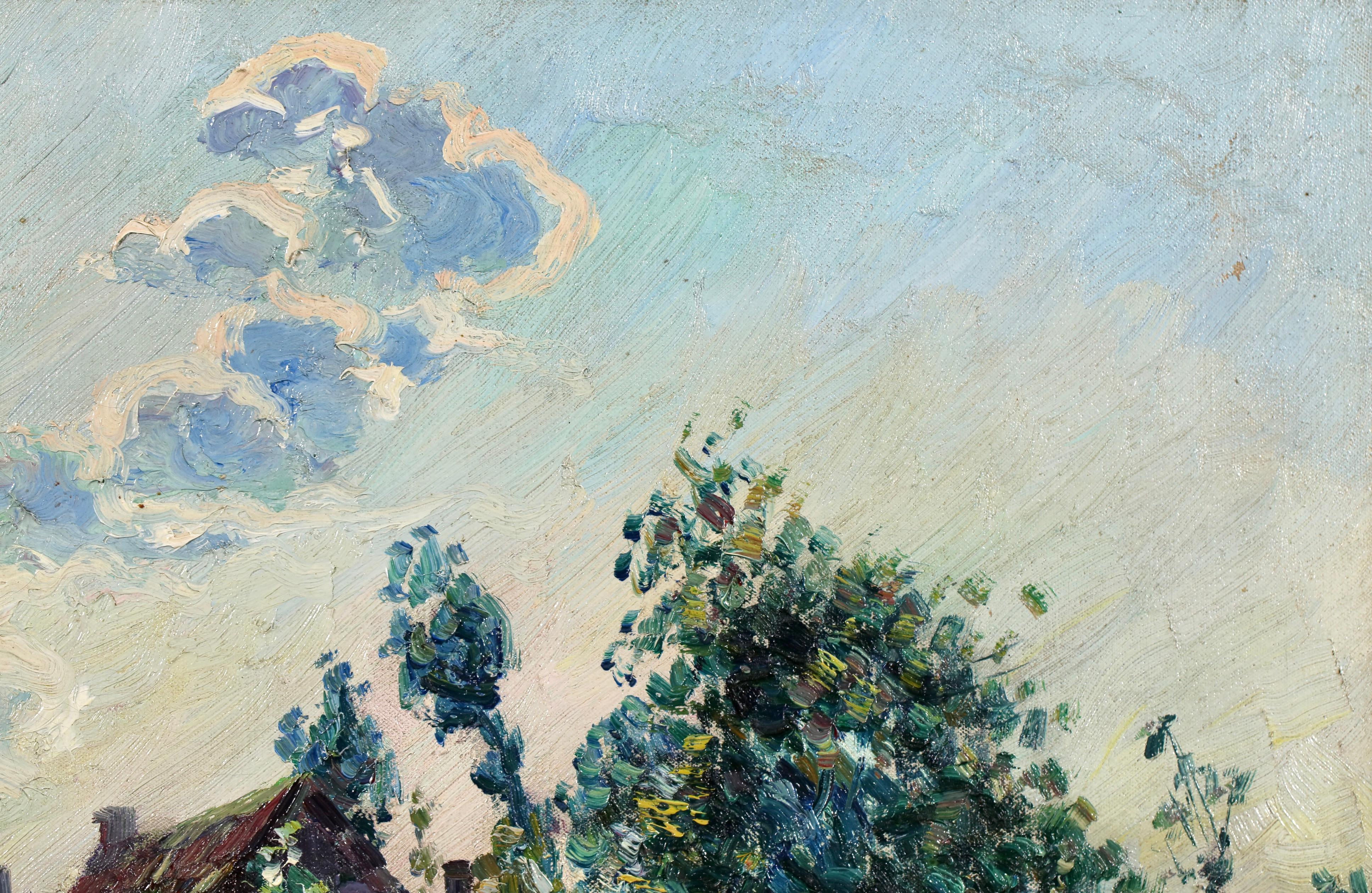 L'entree du village - Postimpressionistische Landschaft Öl von Bernardus Klene im Angebot 6