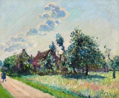 L'entree du village - Postimpressionistische Landschaft Öl von Bernardus Klene