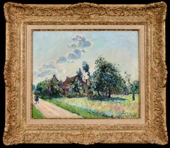 L'entree du village - Postimpressionistische Landschaft Öl von Bernardus Klene