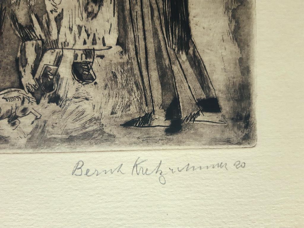 Der Spaziergang - Original Etching by Bernhard Kretzschmar - 1920 - Expressionist Print by Bernard Kretzschmar