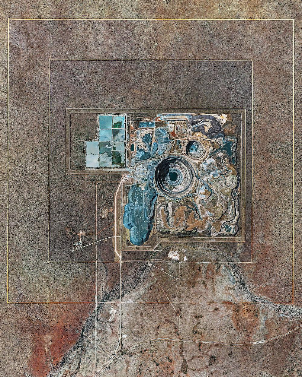 African Mines 001 is a limited-edition photograph by contemporary artist Bernhard Lang. 

This photograph is sold unframed as a print only. It is available in 3 dimensions:
*90 × 72 cm (35.4 × 28.3 in), edition of 10 copies
*112 × 90 cm (44.1 × 35.4