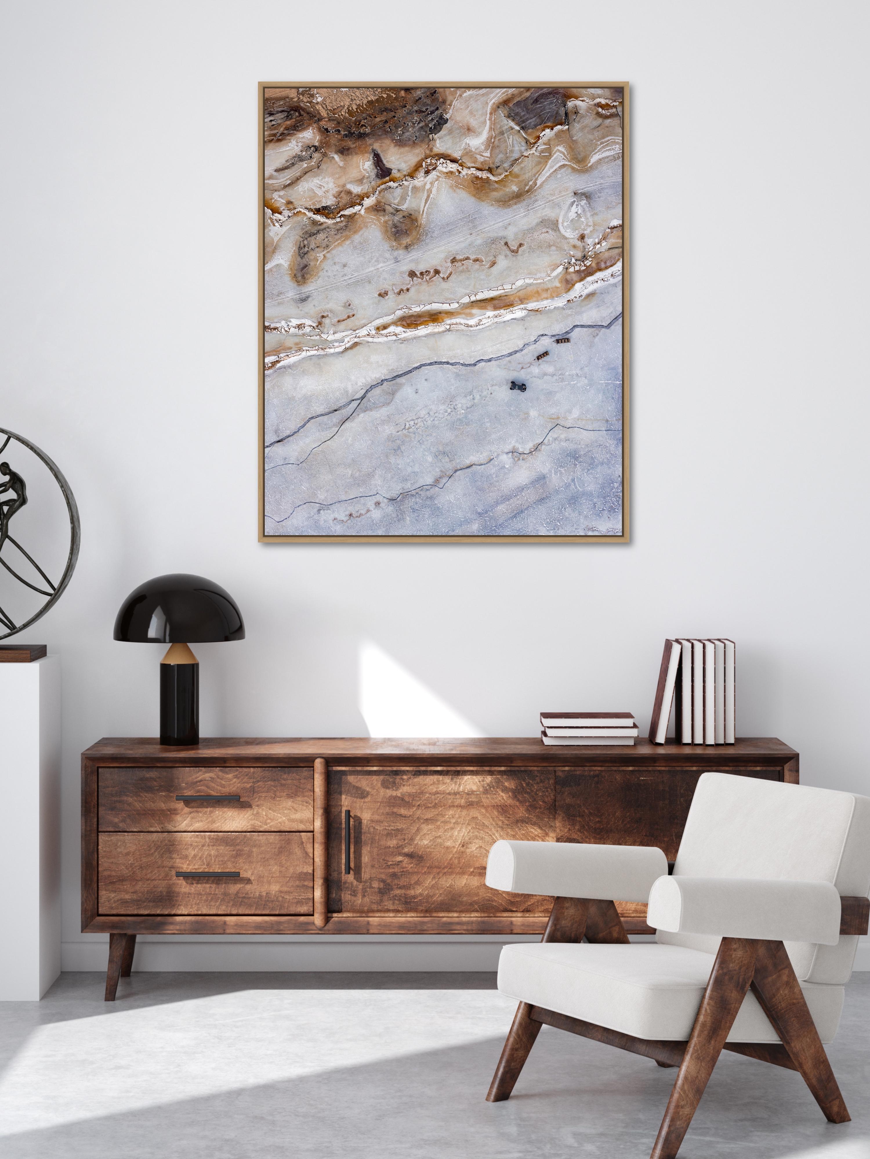 Baltic Ice, Peipsi Jaerv 016 by Bernhard Lang - Aerial photography, blue, framed For Sale 2