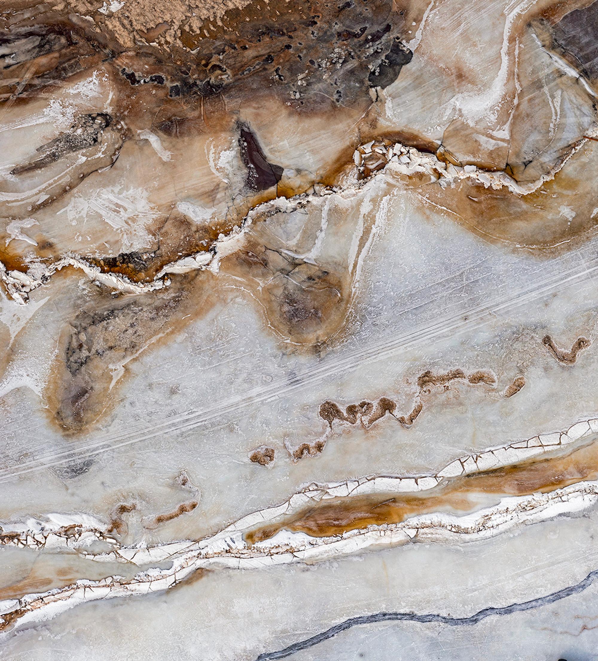 Baltic Ice, Peipsi Jaerv 016 by Bernhard Lang - Aerial photography, blue, framed For Sale 4