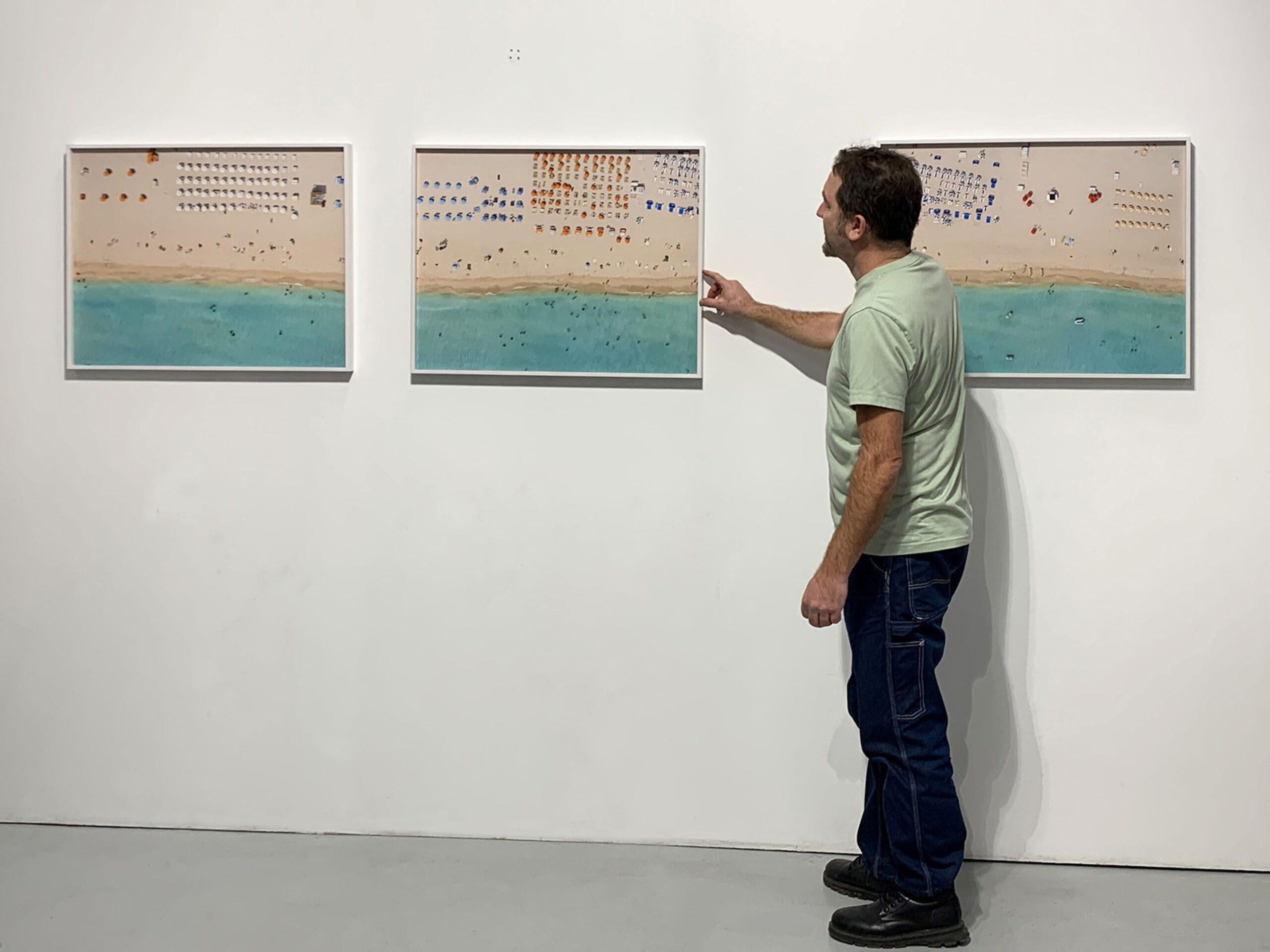 Miami II 001 by Bernhard Lang - Aerial abstract photography, beach, triptych For Sale 5