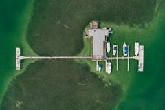 Miami II 013 by Bernhard Lang - aerial abstract photography, pier with boats