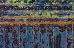 The Bog Renaturated 006 von Bernhard Lang – Abstrakte Luftfotografie, blau