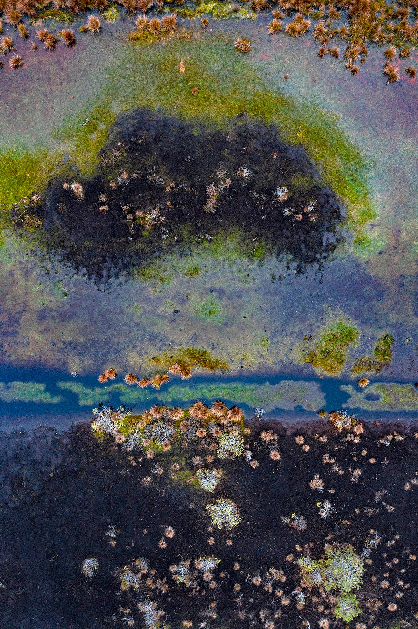 La Ciénaga Renaturalizada 013 de Bernhard Lang - Fotografía aérea, color azul