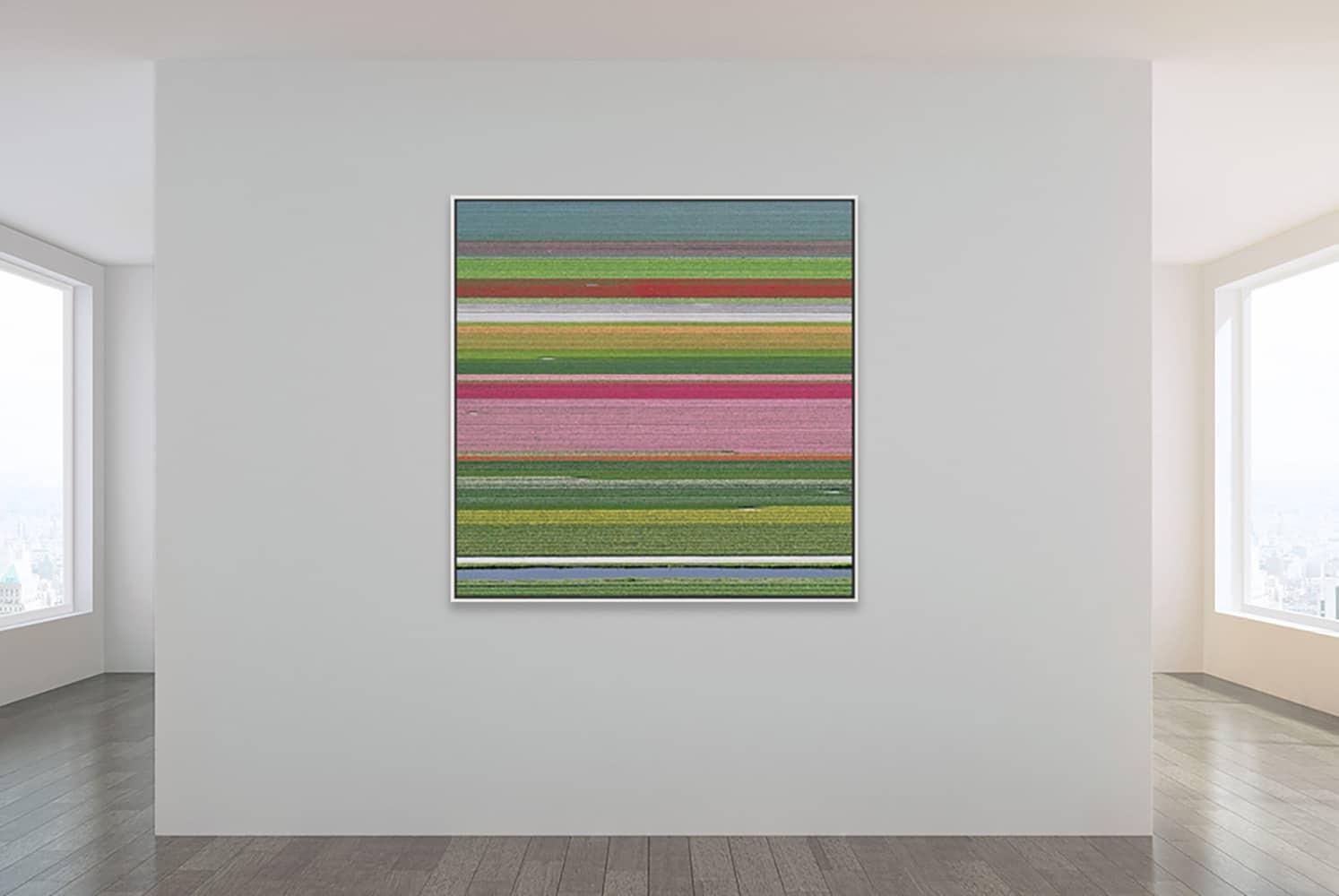 Campos de Tulipanes 14 de Bernhard Lang - Fotografía floral aérea, Países Bajos, encuadre en venta 5