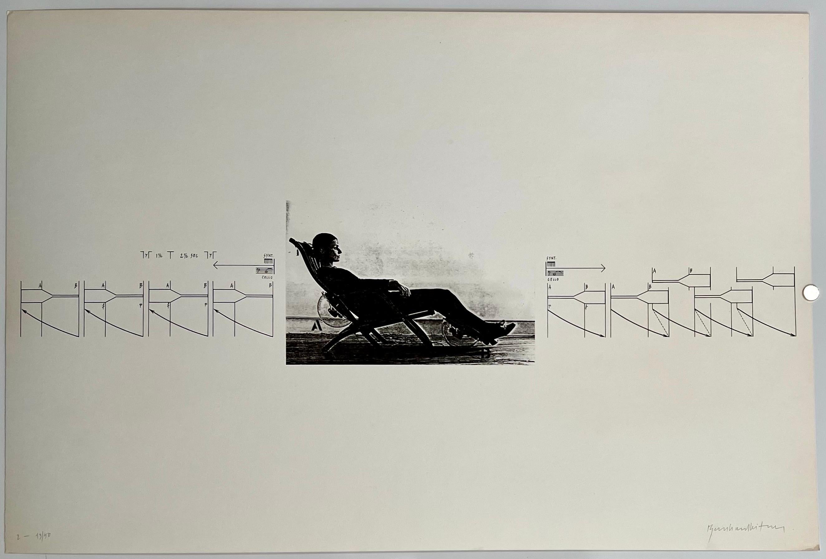 Arquitecto austriaco del Espacio Sonoro Bernhard Leitner Foto Litografía Firmada a Mano Arte en venta 1