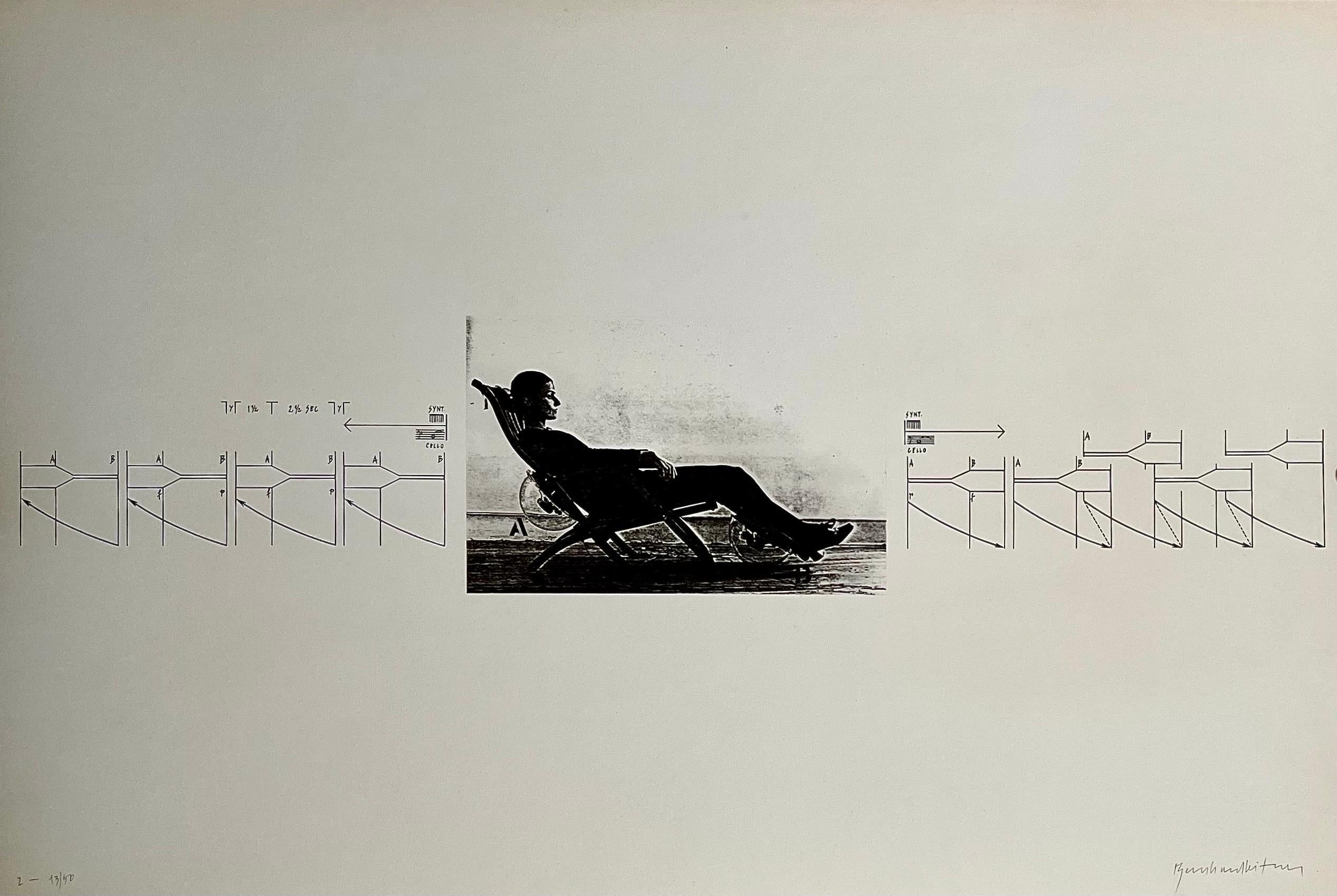 Arquitecto austriaco del Espacio Sonoro Bernhard Leitner Foto Litografía Firmada a Mano Arte en venta 2