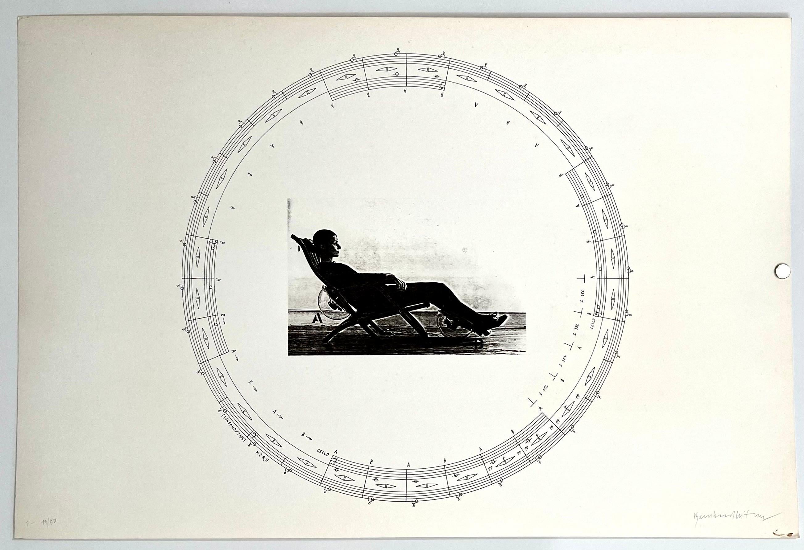 Impression mécanique photographique de Bernhard Leitner, architecte autrichien du Sound Space, signé 